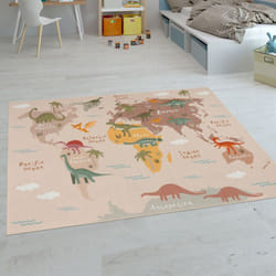 Paco Home - Tapis Enfant, Tapis Poils Ras Chambre Enfant Différents Designs Tapis Jeu Coloré 80x150 cm, Beige 2