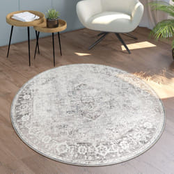 Paco Home - Tapis Salon Chambre Adulte Tissage Plat Rond Moderne Oriental Vintage Lavable Beige, 120 cm rond