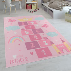Paco Home - Tapis Enfant, Tapis Poils Ras Chambre Enfant Différents Designs Tapis Jeu Coloré 80x150 cm, Pink 4