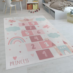 Paco Home - Tapis Enfant, Tapis Poils Ras Chambre Enfant Différents Designs Tapis Jeu Coloré 140x200 cm, Crème 3
