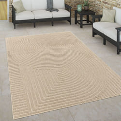 Paco Home - Tapis Intérieur & Extérieur Terrasse Et Balcon Style Scandinave Résistant Aux Intempéries 160x230 cm, Beige 3