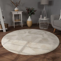 Paco Home - Tapis Salon En Fausse Fourrure Pelucheux Hautes Mèches Doux Plusieurs Couleurs 100 cm rond, Crème