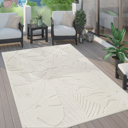 Paco Home - Tapis Exterieur Terrasse Salon Cuisine Motif Scandinave Motif Ethnique Uni 160x220 cm, Crème 5