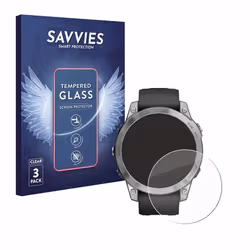 Savvies Verre Trempé pour Garmin Fenix 7 (47 mm) (3 Pièces) Vitre Protection Ecran Film Trempé de Verre Dureté 9H