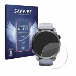 Savvies Verre Trempé pour Garmin Fenix 7S (42 mm) (3 Pièces) Vitre Protection Ecran Film Trempé de Verre Dureté 9H