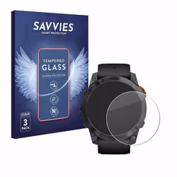 Savvies Verre Trempé pour Garmin Fenix 7X Pro Solar (51 mm) (3 Pièces) Vitre Protection Ecran Film Trempé de Verre Dureté 9H