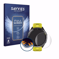 Savvies (4 Pièces) Full-Screen Ecran Protection pour Garmin Forerunner 965 Full Cover Film Protection 3D Curved [Couverture