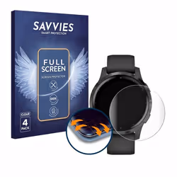 Savvies (4 Pièces) Full-Screen Ecran Protection pour Garmin vivoactive 4 (45 mm) Full Cover Film Protection 3D Curved [Couver ...