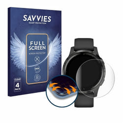 Savvies (4 Pièces) Full-Screen Ecran Protection pour Garmin vivoactive 4 (45 mm) Full Cover Film Protection 3D Curved [Couverture