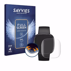 Savvies (4 Pièces) Full-Screen Ecran Protection pour Fitbit Versa 4 Full Cover Film Protection 3D Curved [Couverture Complète ...