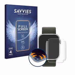 Savvies (4 Pièces) Full-Screen Ecran Protection pour Apple Watch Series 9 (45 mm) Full Cover Film Protection 3D Curved [Couve ...