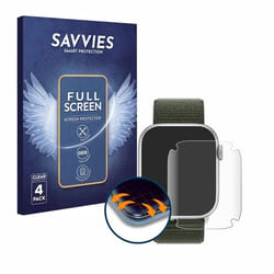 Savvies (4 Pièces) Full-Screen Ecran Protection pour Apple Watch Series 9 (45 mm) Full Cover Film Protection 3D Curved [Couverture