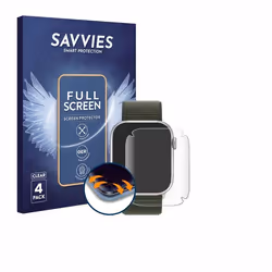 Savvies (4 Pièces) Full-Screen Ecran Protection pour Apple Watch Series 9 (41 mm) Full Cover Film Protection 3D Curved [Couve ...