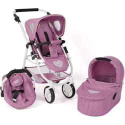 Poussette pour poupées 3 en 1 EMOTION jean rose