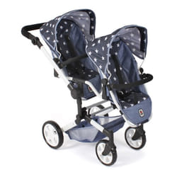 Poussette de poupée Linus Duo Bleu étoiles