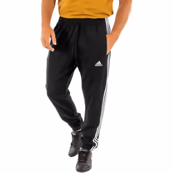 Pantalon fuselé en molleton aux chevilles élastiques et à 3 bandes Essentials en Noir