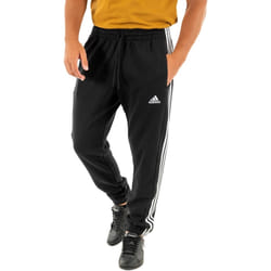 Pantalon fuselé en molleton aux chevilles élastiques et à 3 bandes Essentials en Noir