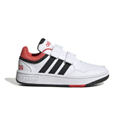 Chaussures basses cuir ou simili Hoops 3.0 cf c - Adidas - Lacets - Garçon - Blanc