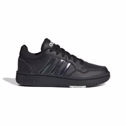 Chaussures basses cuir ou simili Hoops 3.0 k - Adidas - Garçon - Noir - Enfant - Lacets - Plat - Synthétique