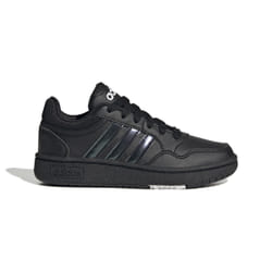 Chaussures basses cuir ou simili Hoops 3.0 k - Adidas - Garçon - Noir - Enfant - Lacets - Plat - Synthétique