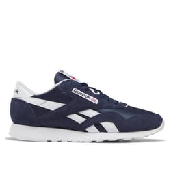 Chaussures de sport REEBOK CL Nylon pour homme en couleur bleu marine avec dessus en nylon et fermeture à lacets