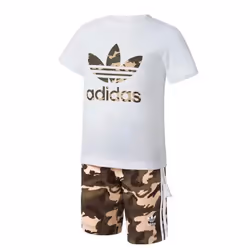 Ensemble Blanc/Kaki Garçon Adidas Short Tee Set