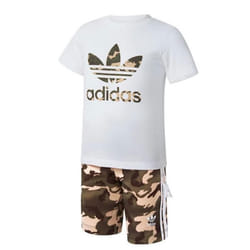 Ensemble Blanc/Kaki Garçon Adidas Short Tee Set