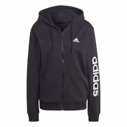 Veste à capuche entièrement zippée en molleton Essentials Linear (Grandes tailles) en Noir