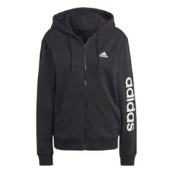 Veste à capuche entièrement zippée en molleton Essentials Linear (Grandes tailles) en Noir