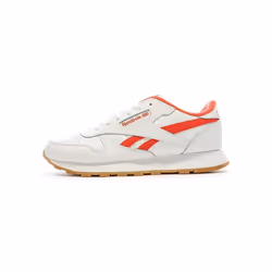 Baskets - Reebok - Classic Leather - Blanches/Oranges - Cuir - Enfant