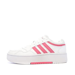 Baskets Blanches/Roses Femme Adidas Hoops 3.0 Bold