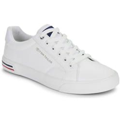 Baskets basses TOM TAILOR blanc - Dessus simili cuir - Lacets - Genre mixte