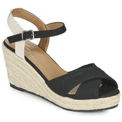 Sandale compensée TOM TAILOR noir - Talon 6cm - Femme
