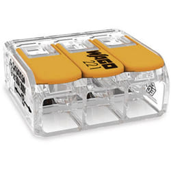 Wago - Borne de raccordement 221-613 flexible: 0.5-6 mm² rigide: 0.5-6 mm² Nombre de pôles: 3 transparent, orange 8 pc(s)