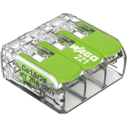 WAGO 221-423 221 Borne de raccordement flexible: 0.14-4 mm² rigide: 0.2-4 mm² Nombre de pôles: 3 50 pc(s) transparent,