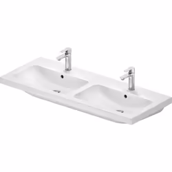 Duravit D-Code 1 x double lavabo suspendu avec 2 trous de robinetterie, avec trop-plein avec banquette pour robinetterie Dime ...