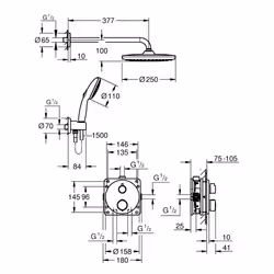 GROHE Precision Thermostatique système de douche Noir - Vue supplémentaire 4