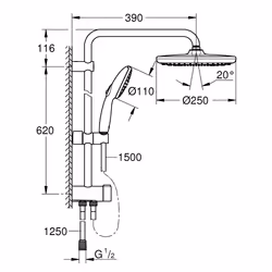 GROHE Vitalio Start System 250 système de douche Noir - Vue supplémentaire 5