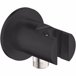 Coude de raccordement mural avec support mural de douche couleur : matte black - noir mat finition GROHE Long-Life raccord de ...