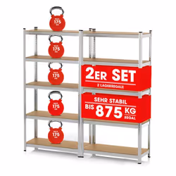 EASYmaxx Etagère pour charges lourdes & établi - Jusquà 175 kg de capacité de charge par étagère - 180 x 90 x 40 cm - Lot de ...