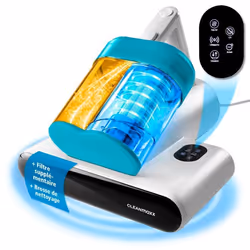 CLEANmaxx Aspirateur dacariens Rotation - élimine 999 % des acariens - avec lumière UV-C - bleu/blanc