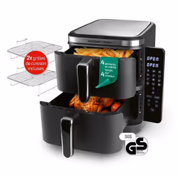 GOURMETmaxx FryUp Friteuse verticale à air chaud à double chambre - 4 niveaux - 10 litres