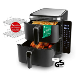 GOURMETmaxx FryUp Friteuse verticale à air chaud à double chambre - 4 niveaux - 10 litres