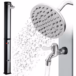 Douche solaire Celsius Taree | 60 litres, argent | Avec robinet et douche de pied jusqu´à 60 °C max. Grâce à l´énergie solair ...