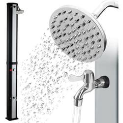 Douche solaire Celsius Taree 60 litres, argent Avec robinet et douche de pied jusqu'à 60 °c max.