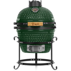 Bbq-toro - Kamado Grill charbon de bois ø 32 cm « haiiro » avec grille et thermomètre, vert