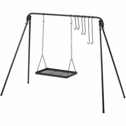 BBQ-Toro Barbecue balançoire, 10 pièces, support de barbecue avec 8 crochets, balançoire à feu, barbecue pivotant, support de ...