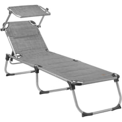 Campfeuer - Chaise longue avec toit, gris chiné, chaise longue de camping en aluminium, chaise longue de jardin avec toit solaire