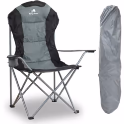 CampFeuer Chaise de camping pliante, grise, chaise de pêche avec porte-gobelet, chaise pliante, chaise de pêche La chaise pli ...