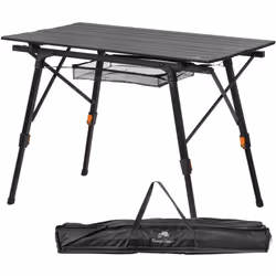 Table de camping CampFeuer pliante 90,5 x 51,5 cm, noire, table pliante avec sac de transport, réglable en hauteur. La table ...